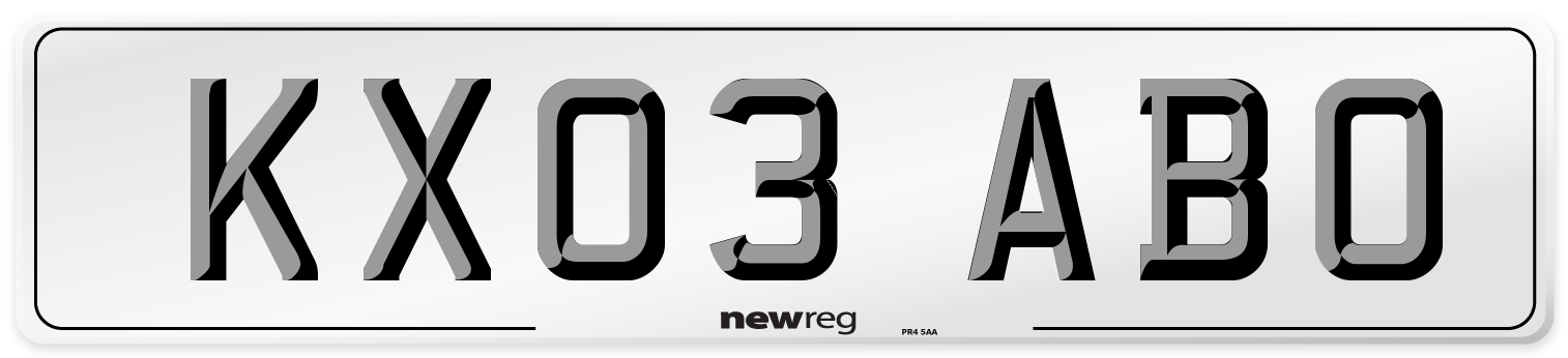 KX03 ABO Number Plate from New Reg